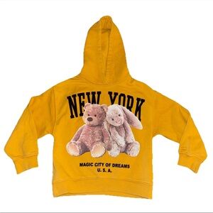Zara Yellow Hoodie with Bear and Bunny Print